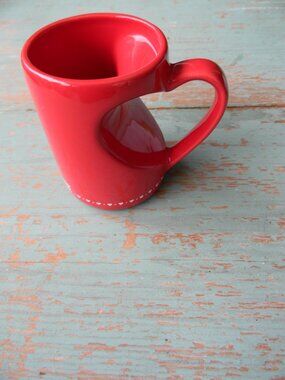 KRISPY KREME Donuts Red Heart Shaped Handle Coffee Mug Love
